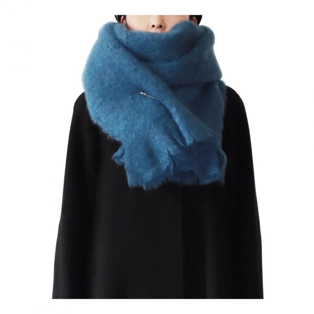 cinq wool展　モヘヤのストール（ブルー）大判