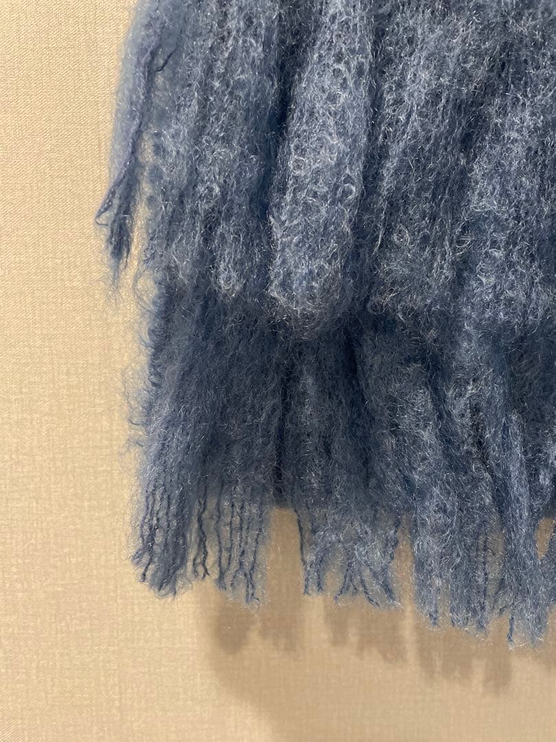 cinq wool展　モヘヤのストール（ブルー）大判