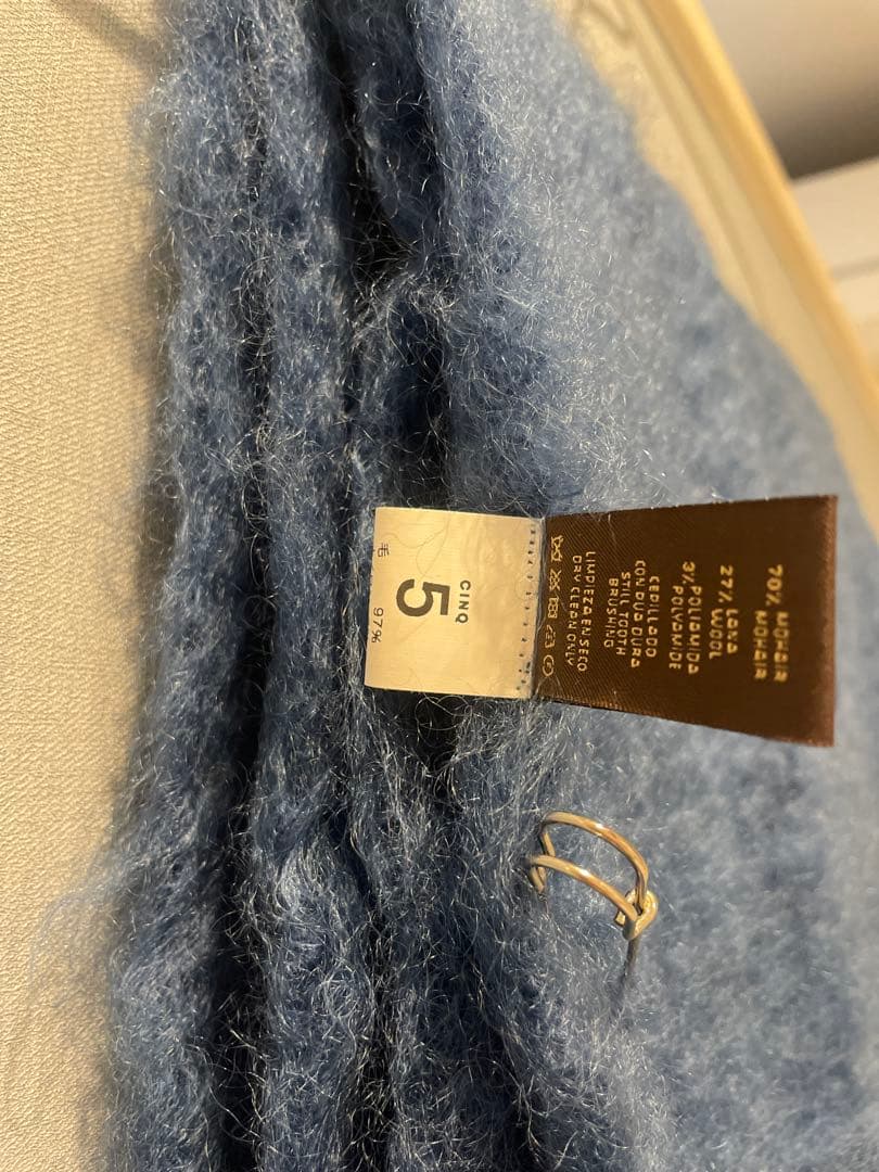 cinq wool展　モヘヤのストール（ブルー）大判