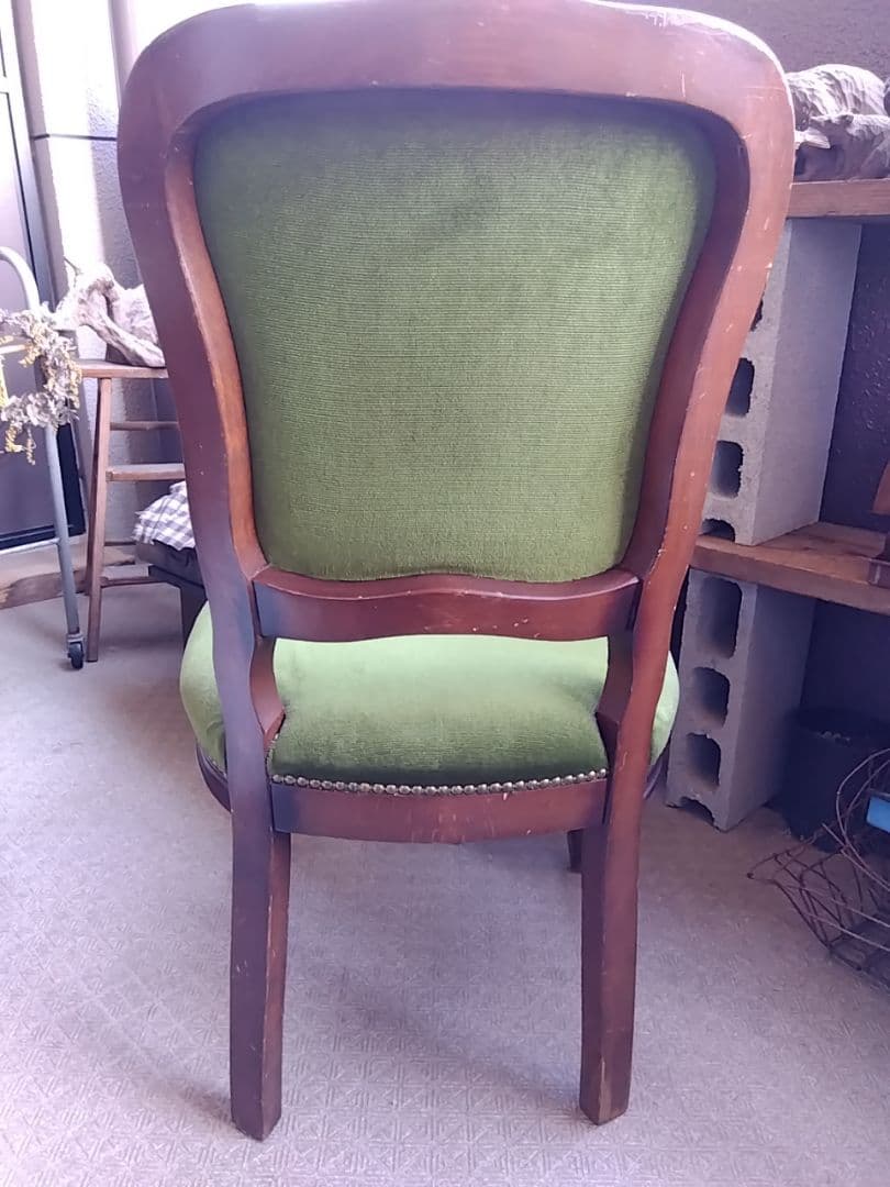 値下げ！！イタリア製ヴィンテージチェア／アンティーク椅子／グリーン張地／猫脚