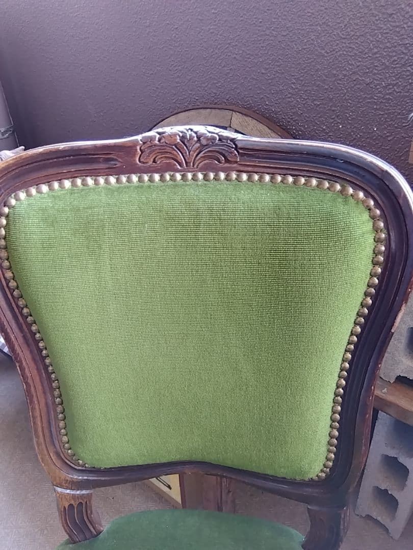 値下げ！！イタリア製ヴィンテージチェア／アンティーク椅子／グリーン張地／猫脚