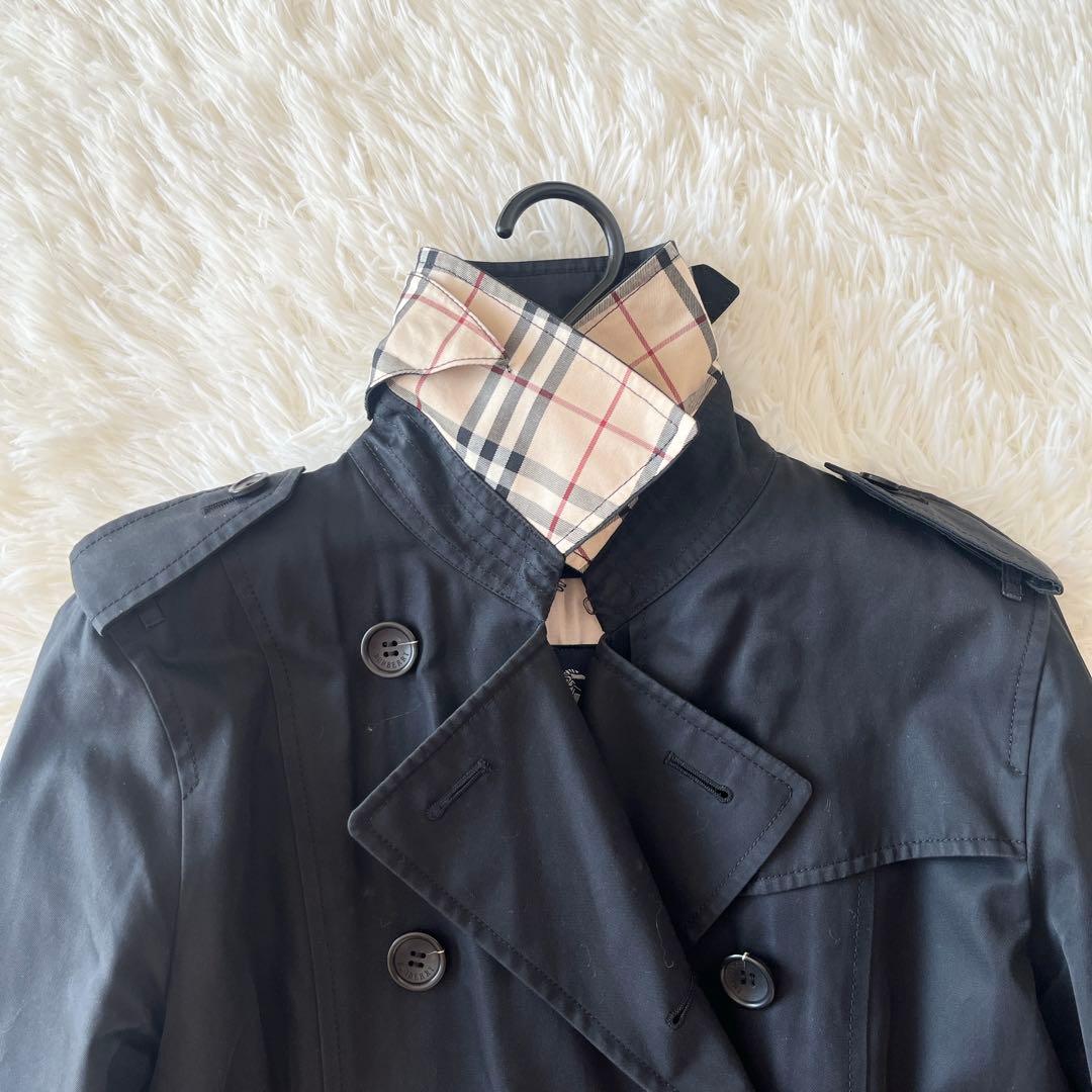 大きめ★バーバリー　トレンチコート　ライナー　ノバチェック　ベルト　黒　ロング