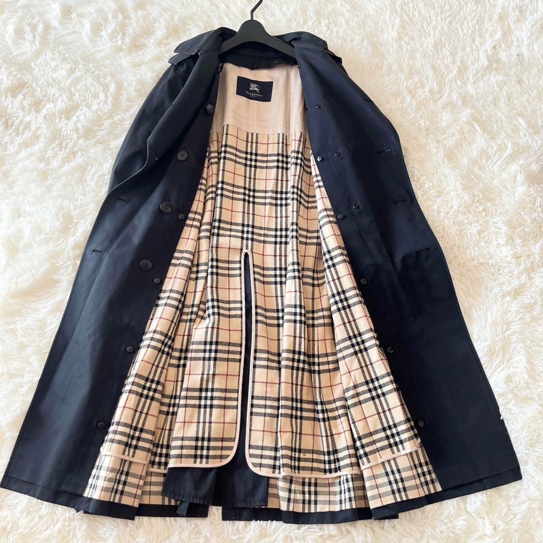 大きめ★バーバリー　トレンチコート　ライナー　ノバチェック　ベルト　黒　ロング