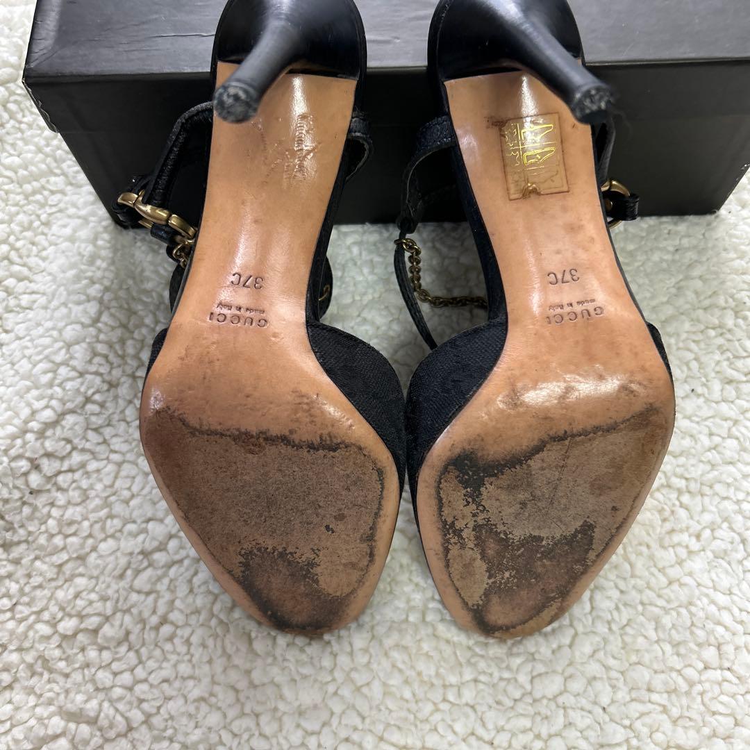 GUCCI GG柄 10cmアンクルストラップ ピンヒール 美品