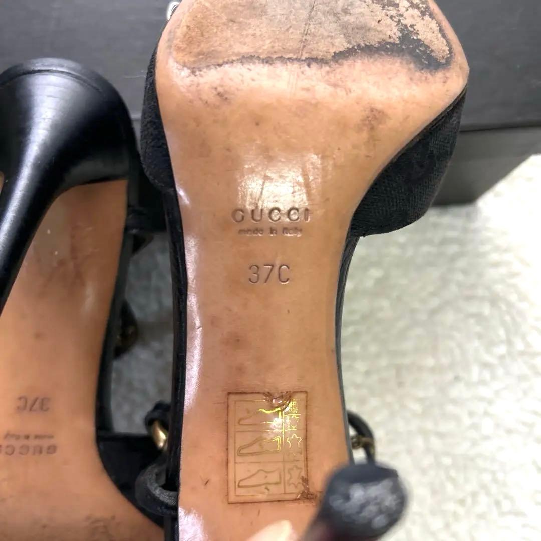 GUCCI GG柄 10cmアンクルストラップ ピンヒール 美品