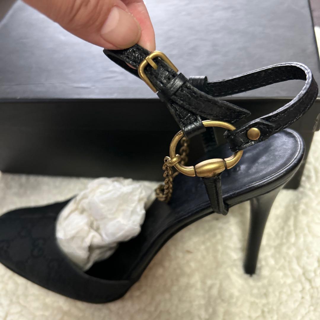 GUCCI GG柄 10cmアンクルストラップ ピンヒール 美品