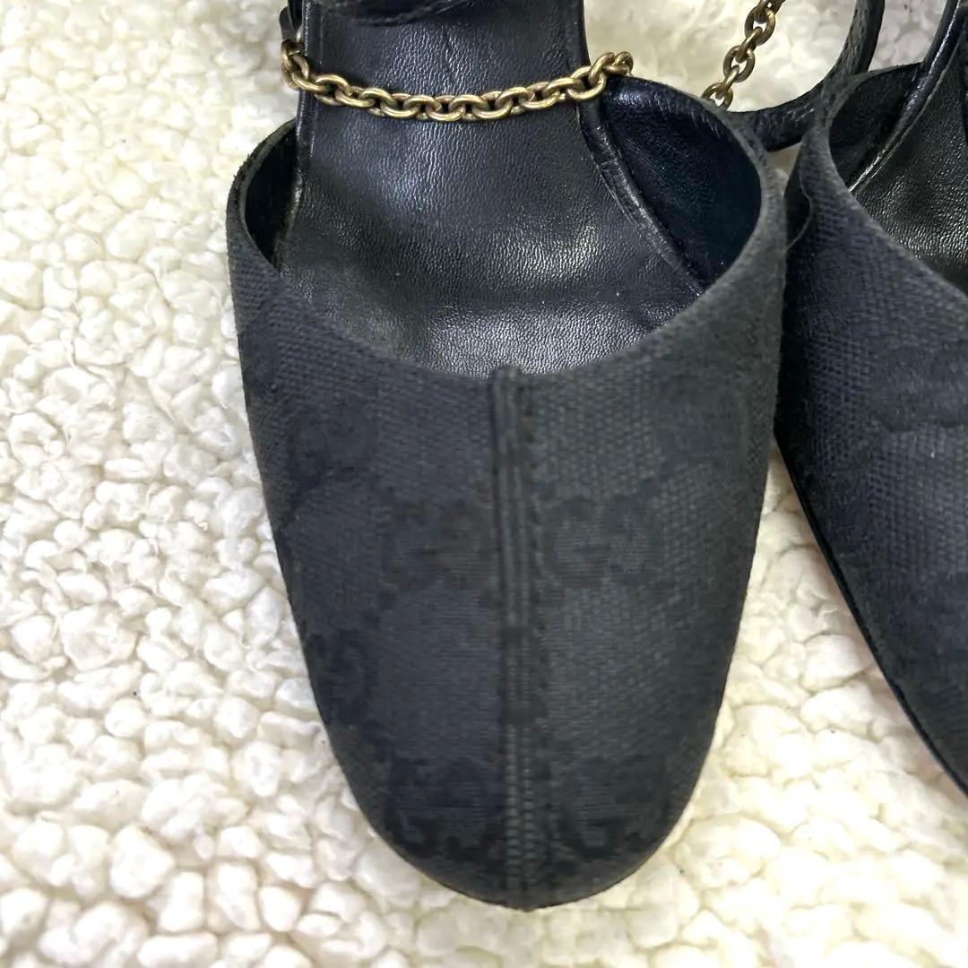 GUCCI GG柄 10cmアンクルストラップ ピンヒール 美品