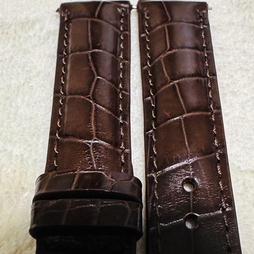1009#18mm-16mmダークブラウン★本物クロコダイルベルト★スイス製
