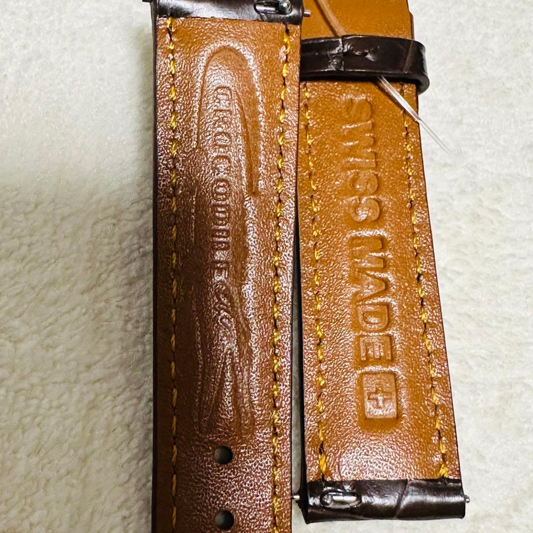1009#18mm-16mmダークブラウン★本物クロコダイルベルト★スイス製