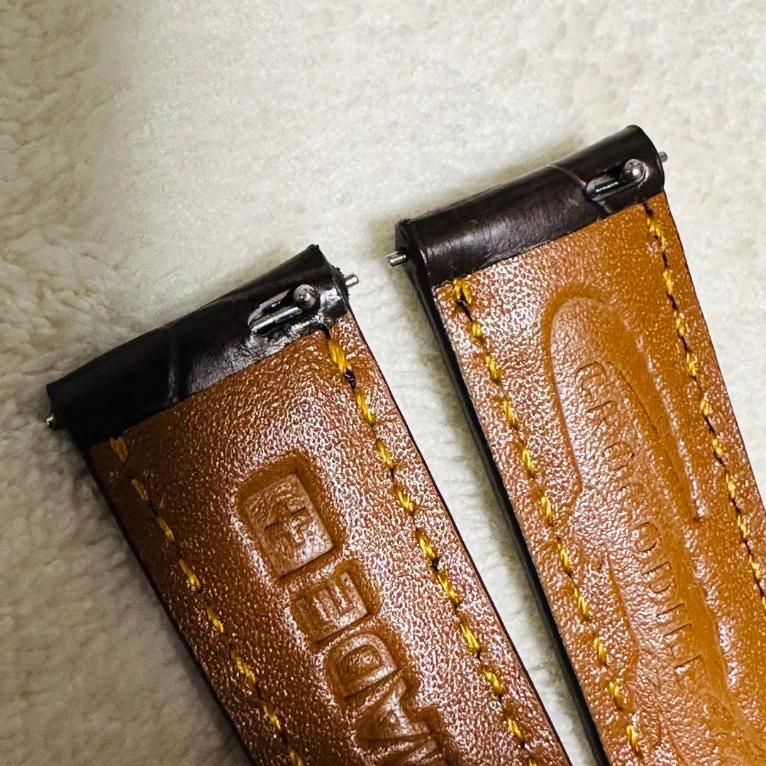 1009#18mm-16mmダークブラウン★本物クロコダイルベルト★スイス製