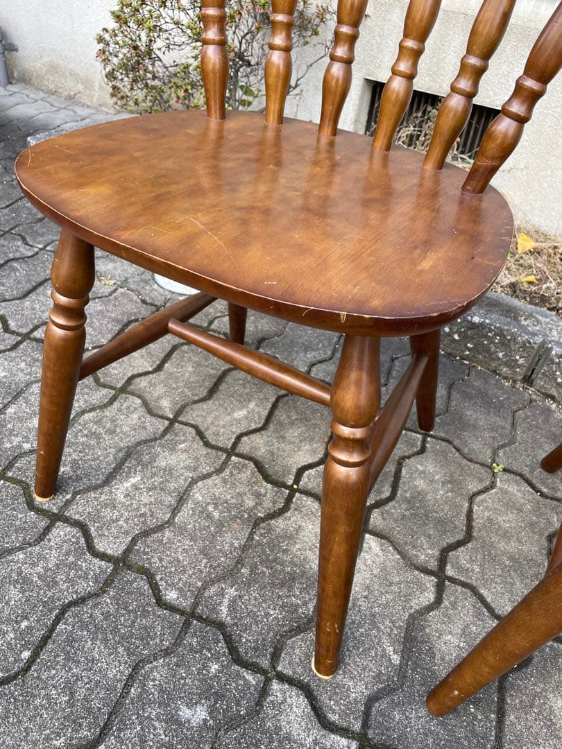 ウィンザーチェア　木製ダイニングチェア 2脚セット ブラウン