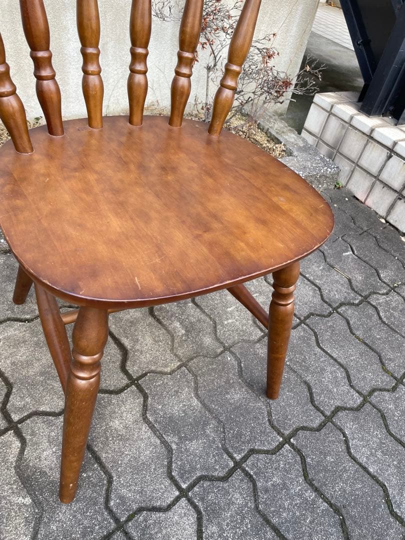 ウィンザーチェア　木製ダイニングチェア 2脚セット ブラウン