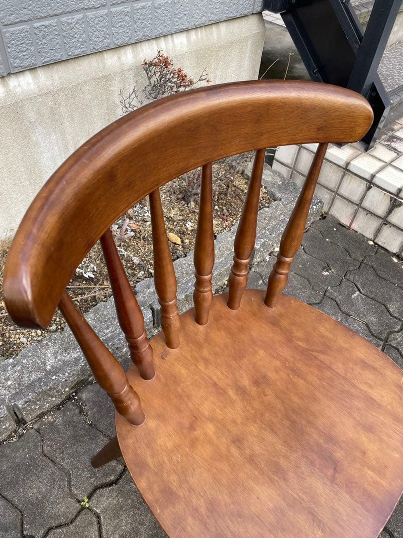 ウィンザーチェア　木製ダイニングチェア 2脚セット ブラウン