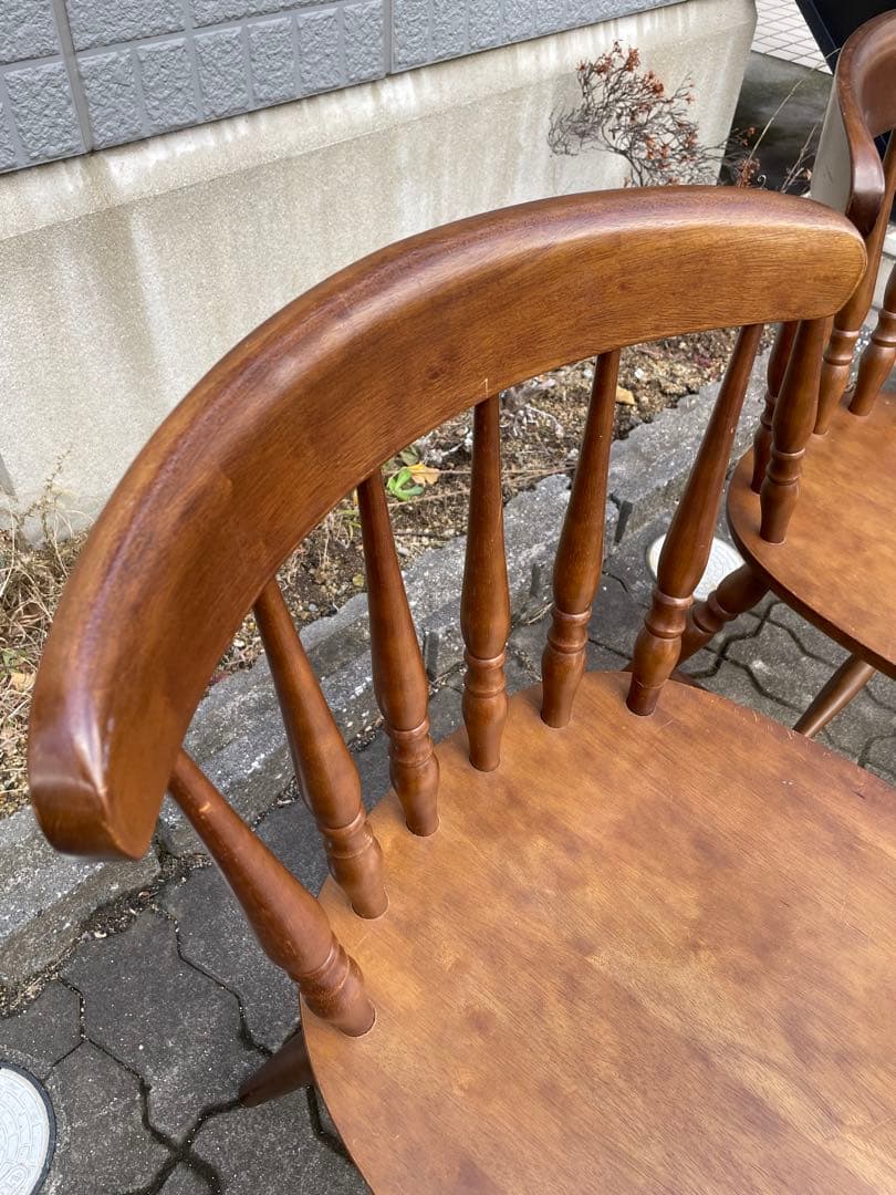 ウィンザーチェア　木製ダイニングチェア 2脚セット ブラウン