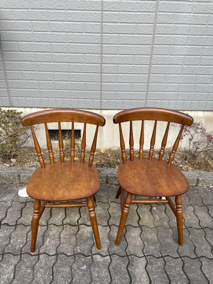 ウィンザーチェア　木製ダイニングチェア 2脚セット ブラウン