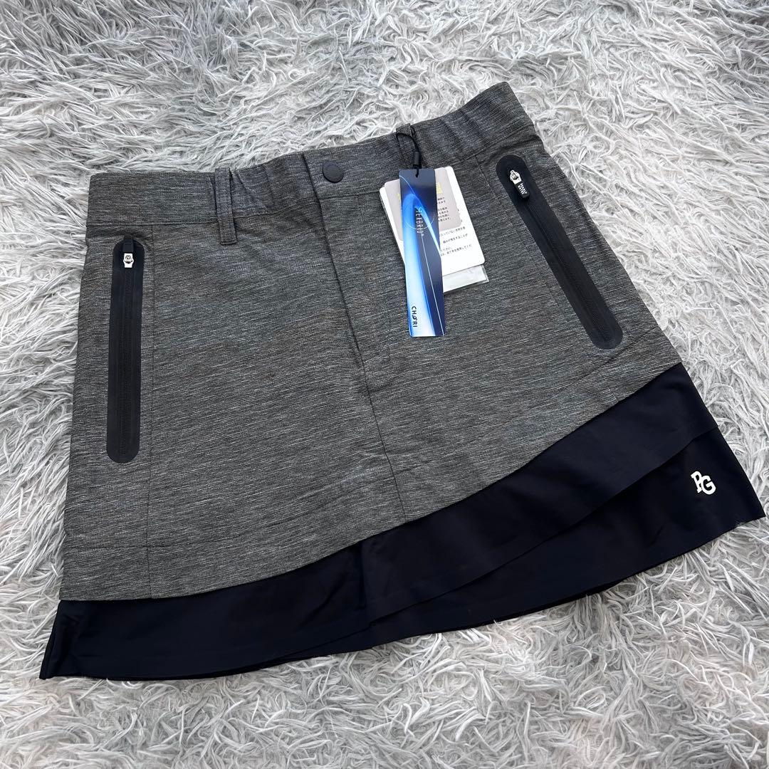 新品　パーリーゲイツ　スカート　ストレッチ　秋冬　ウエストゴム　持続保温　グレー