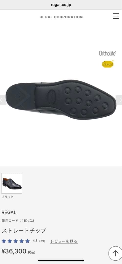 REGAL 11DL ストレートチップ(オーソライト+ビブラム搭載)ビジネス