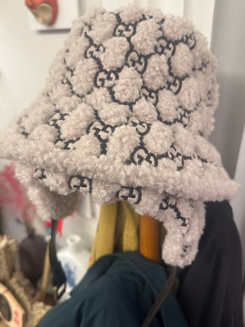 5*6様 GUCCI もこもこ ボア素材 GGパターン バケットハット