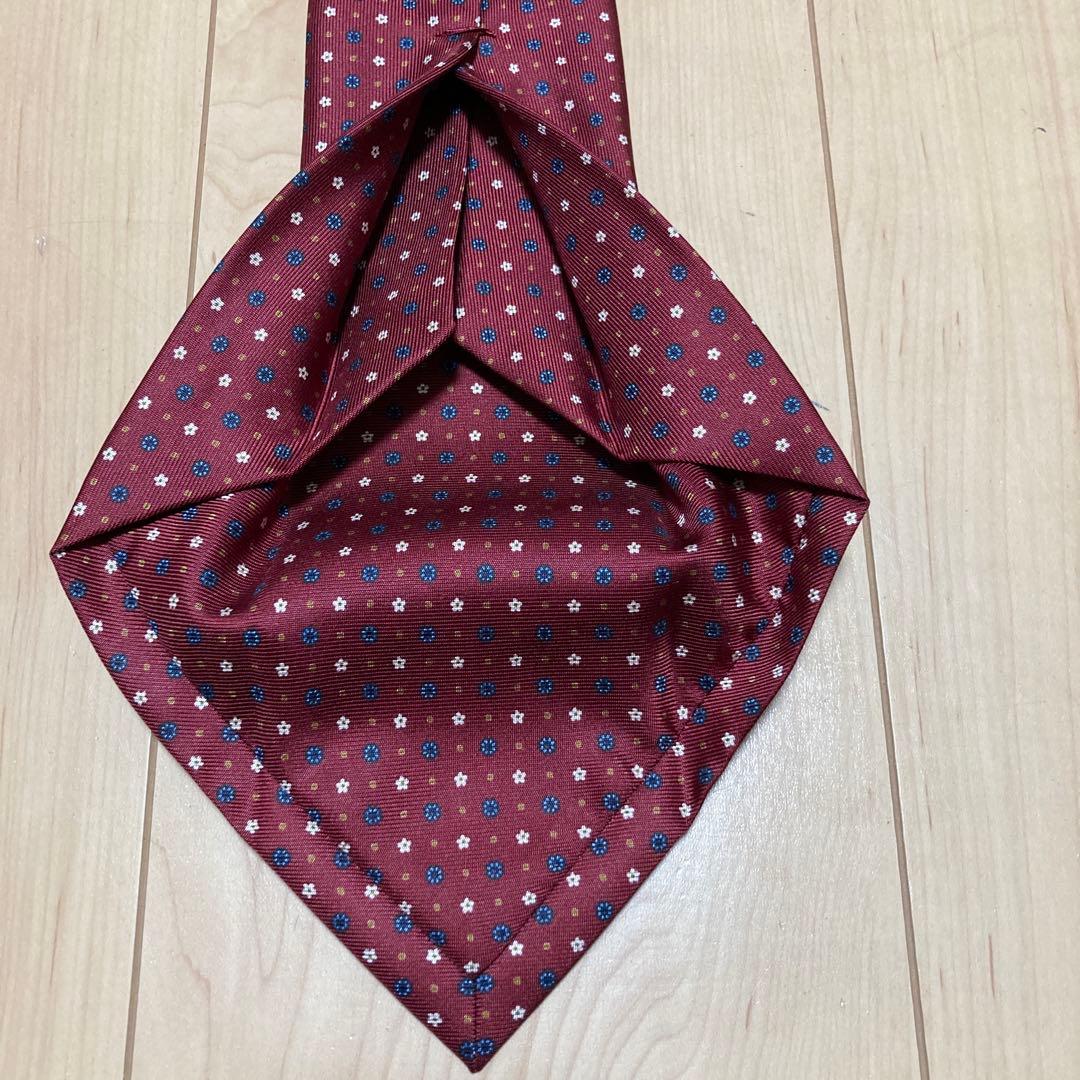 【新品同様　箱付き】マリネッラ　ネクタイ　ボルドー小紋柄