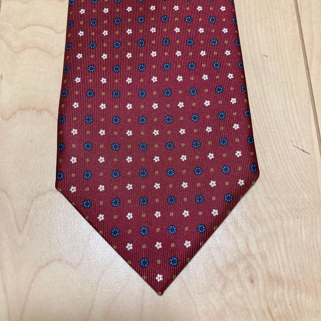 【新品同様　箱付き】マリネッラ　ネクタイ　ボルドー小紋柄