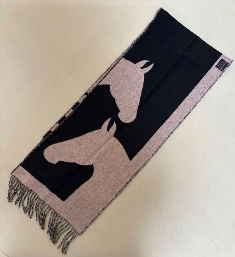 HERMÈS-PARIS カシミア マフラー ラブストーリー　馬のシルエット