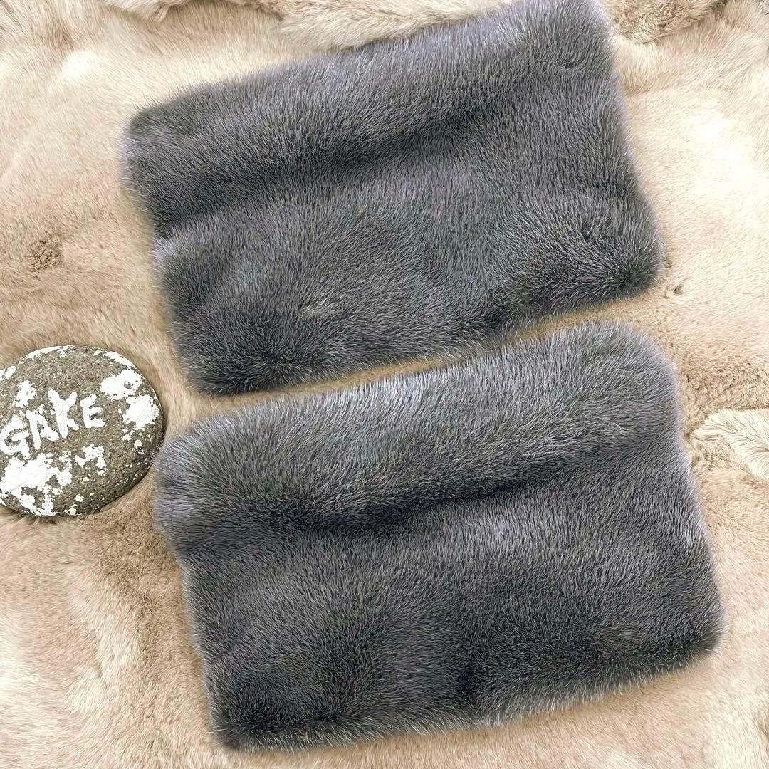 ミンク　ハンドルカバー／ブルーグレー Ｍサイズ ２枚セット／GAKE日本製❣️