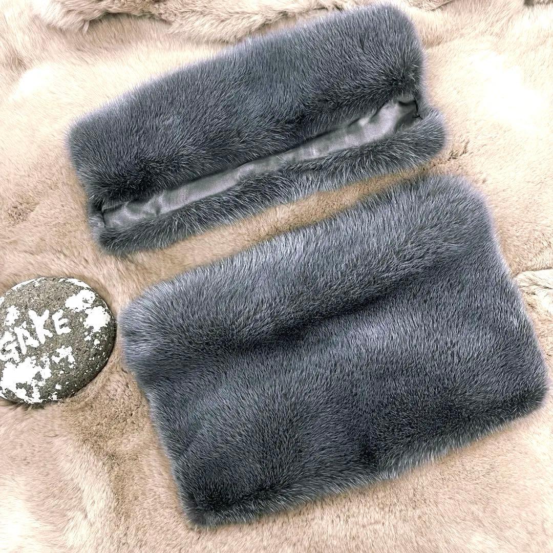 ミンク　ハンドルカバー／ブルーグレー Ｍサイズ ２枚セット／GAKE日本製❣️