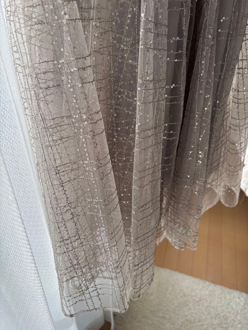 【Leja】チェックスパンコールリボンワンピースドレス