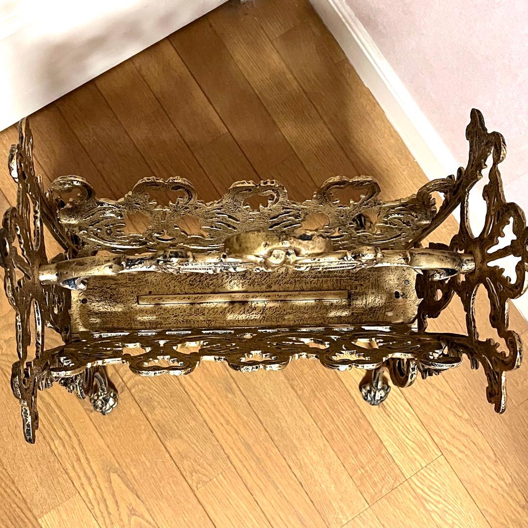 ヴィクトリアンスタイル　マガジンラック　アンティーク調　ゴールド　真鍮　レトロ