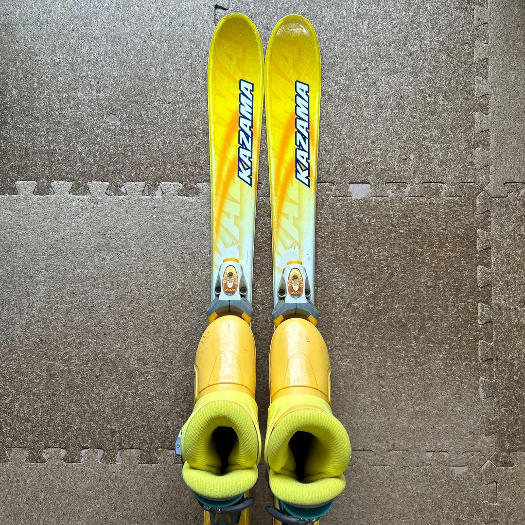 KAZAMA スキー板（100㎝）とブーツ（21.0㎝）セット キッズ　イエロー
