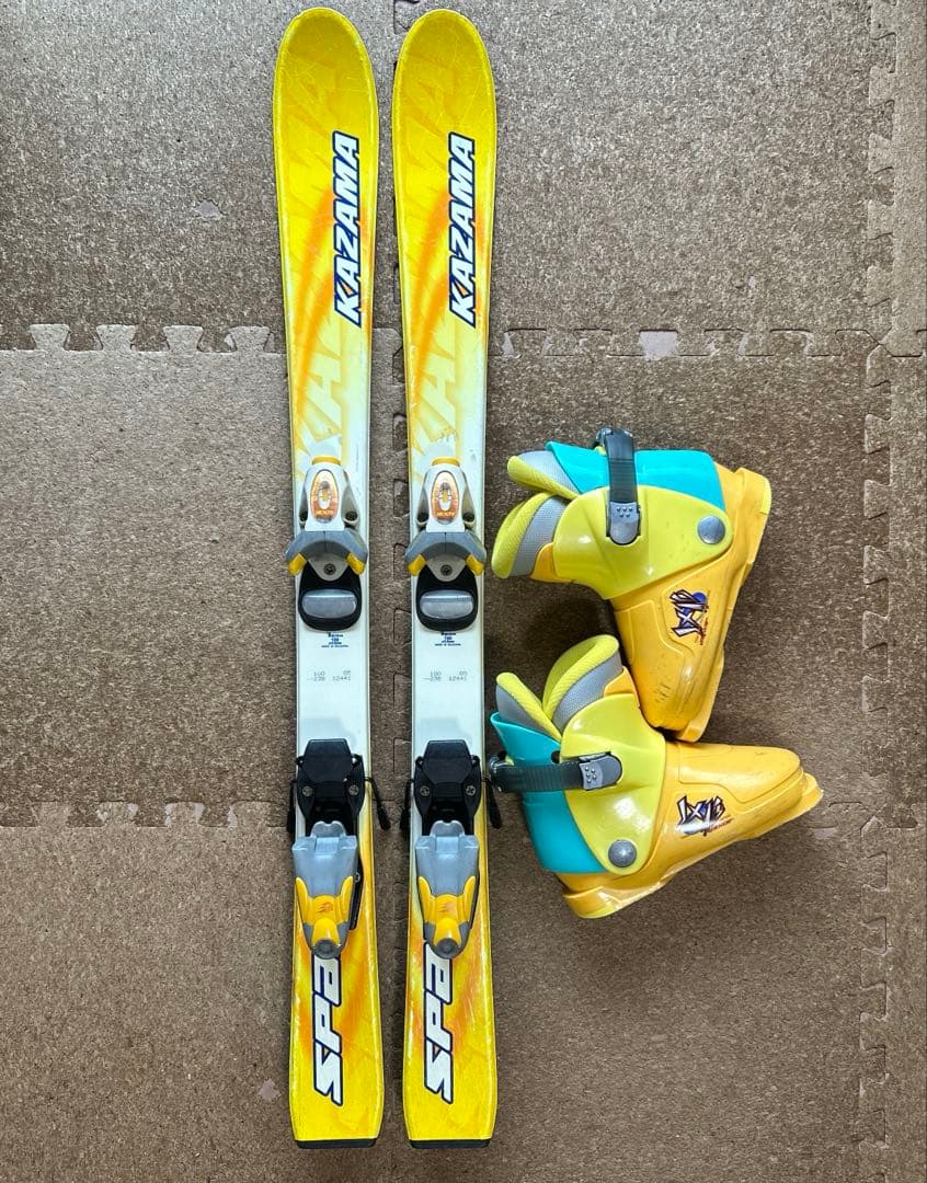 KAZAMA スキー板（100㎝）とブーツ（21.0㎝）セット キッズ　イエロー