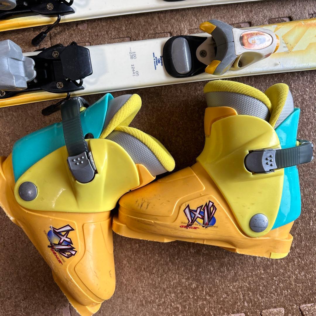 KAZAMA スキー板（100㎝）とブーツ（21.0㎝）セット キッズ　イエロー