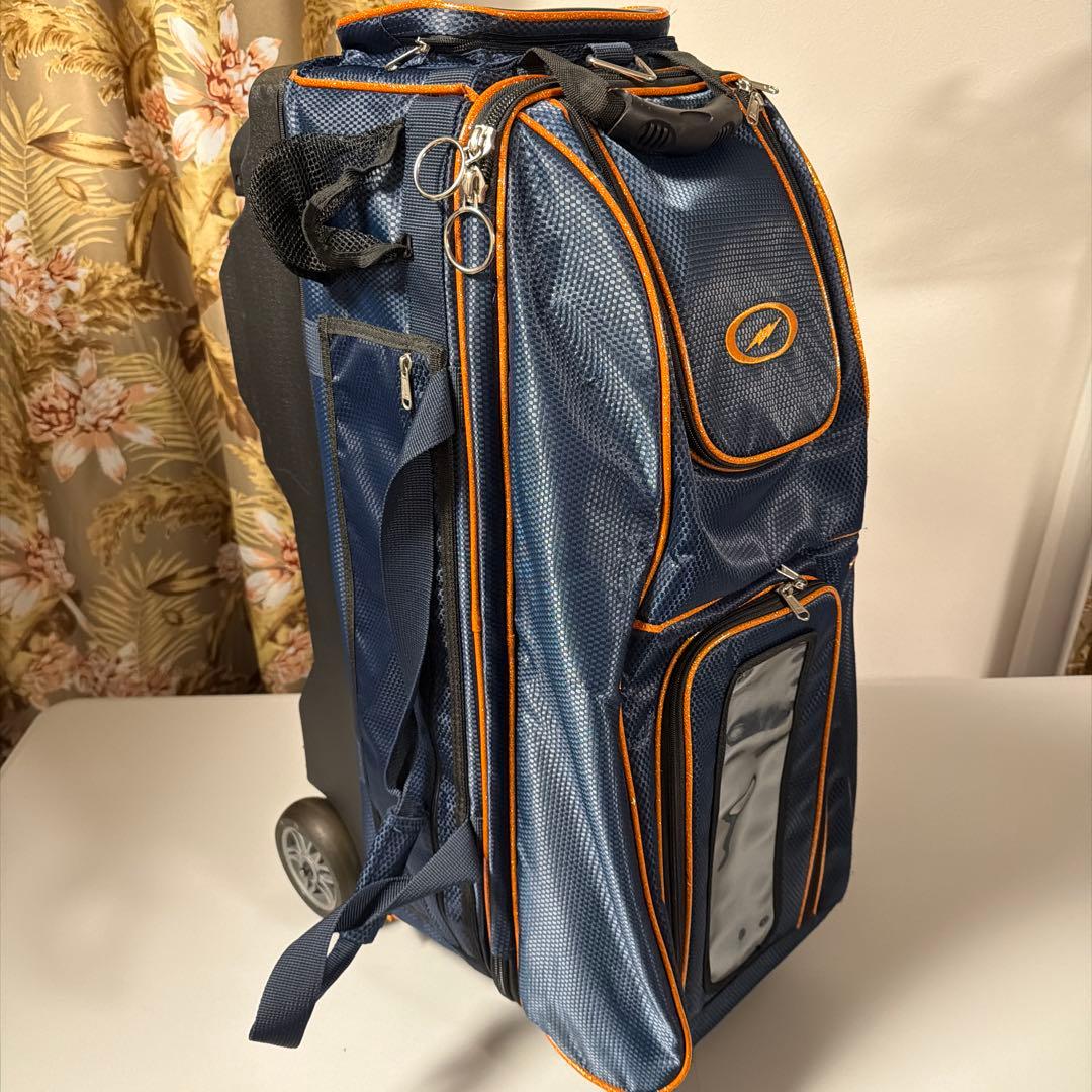 おまけ付！STORM 3個入りボウリング用バッグ ネイビーブルー/オレンジ