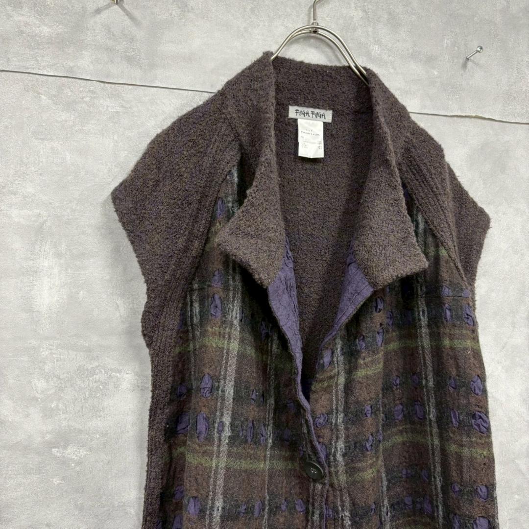 FUGA FUGA 前開き ウール デザインワンピース 日本製 N1724