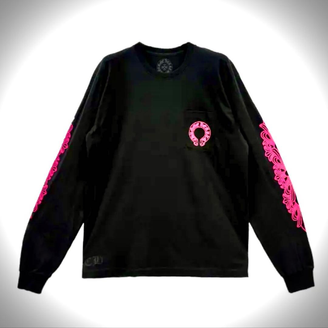 Chrome Hearts フローラル ロングスリーブT ブラック ピンク