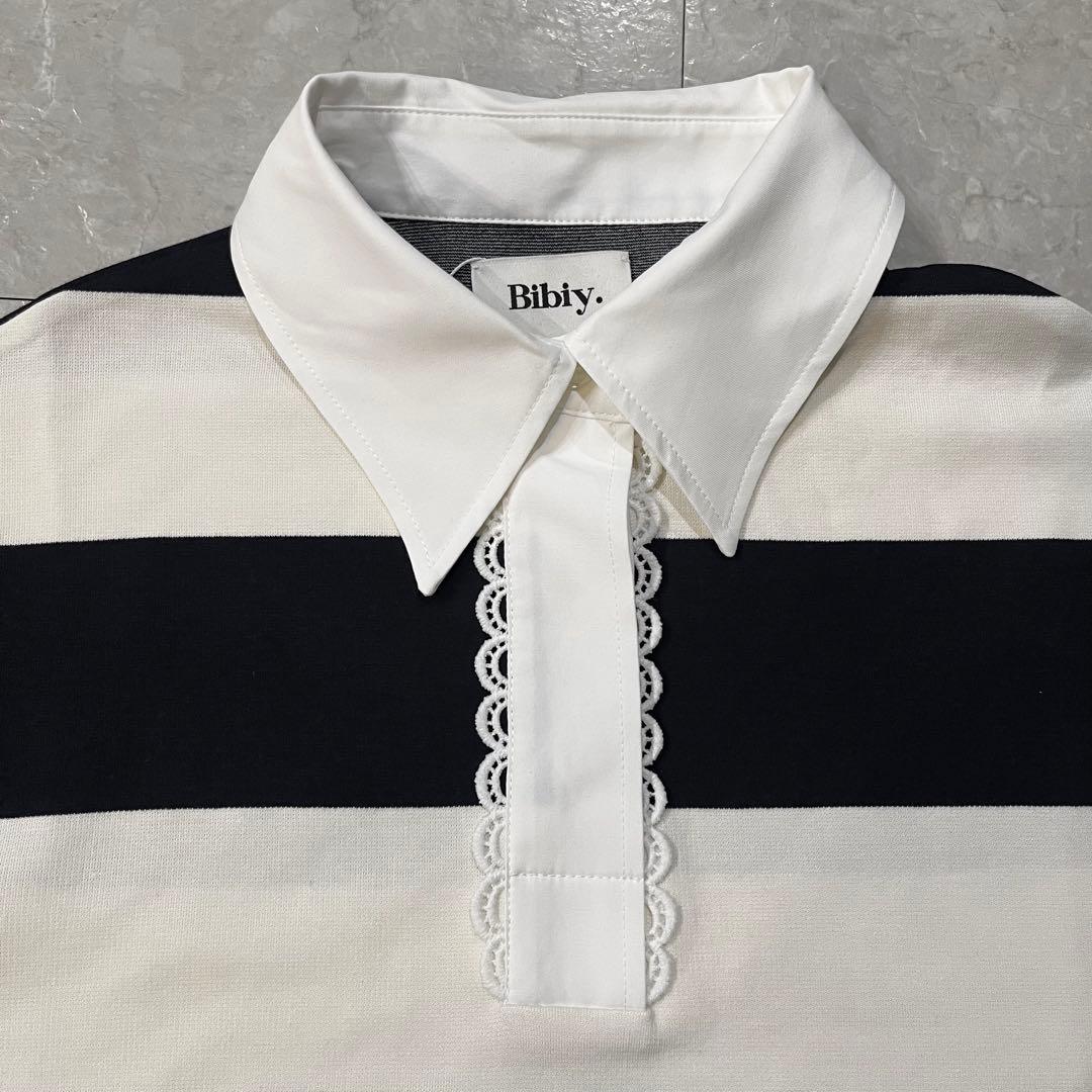 【新品未使用】Bibiy. ボーダー柄長袖トップス ラガーシャツ
