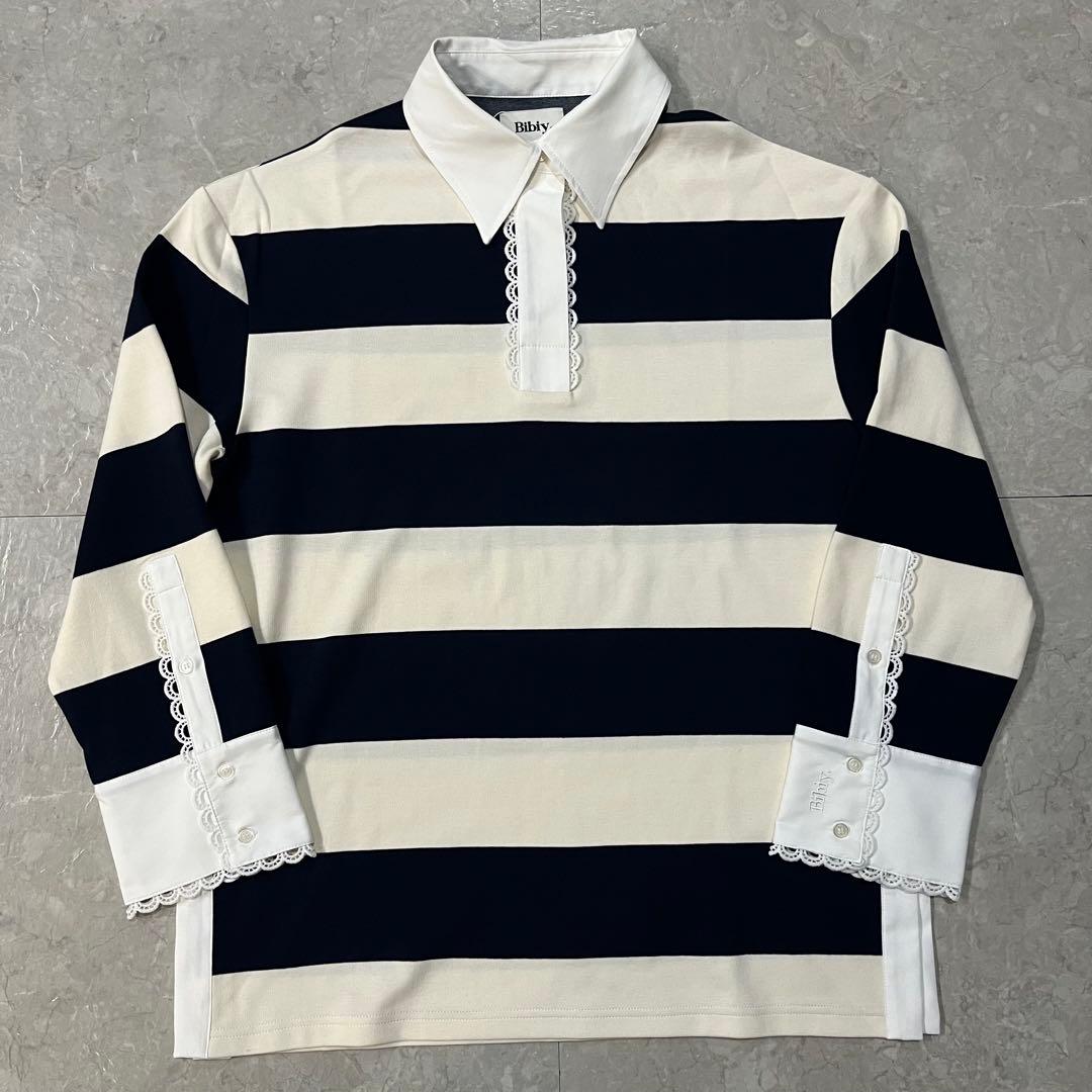 【新品未使用】Bibiy. ボーダー柄長袖トップス ラガーシャツ