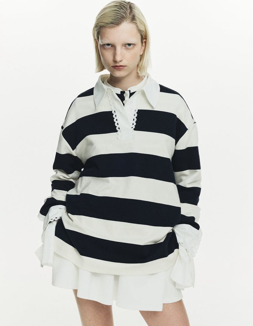 【新品未使用】Bibiy. ボーダー柄長袖トップス ラガーシャツ