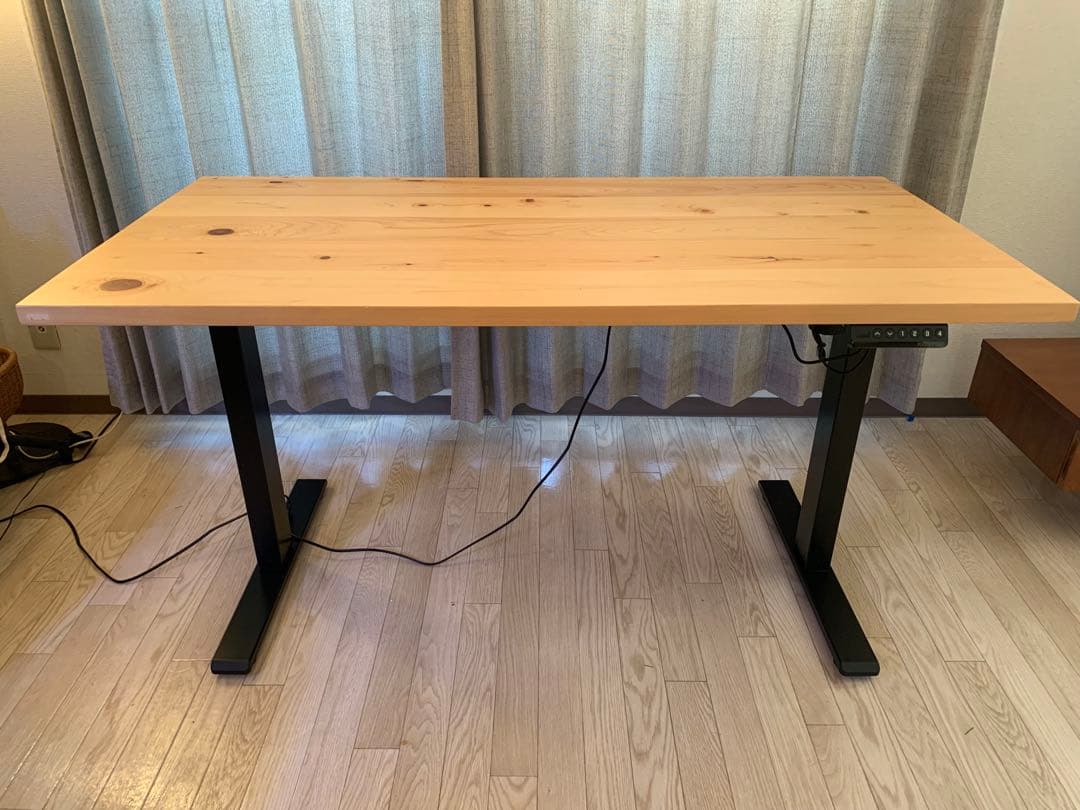 yyyyy　KANADEMONO無垢材ナチュラル天板 x スマート電動昇降