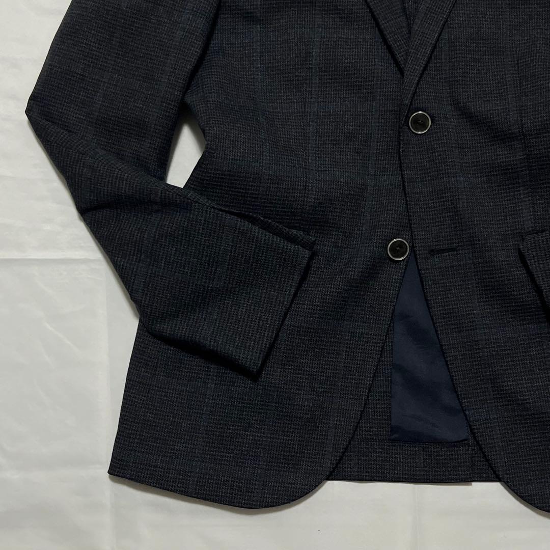 極美品✨EDIFICE 近年モデル スーツ グレー 紺 チェック ストレッチ L