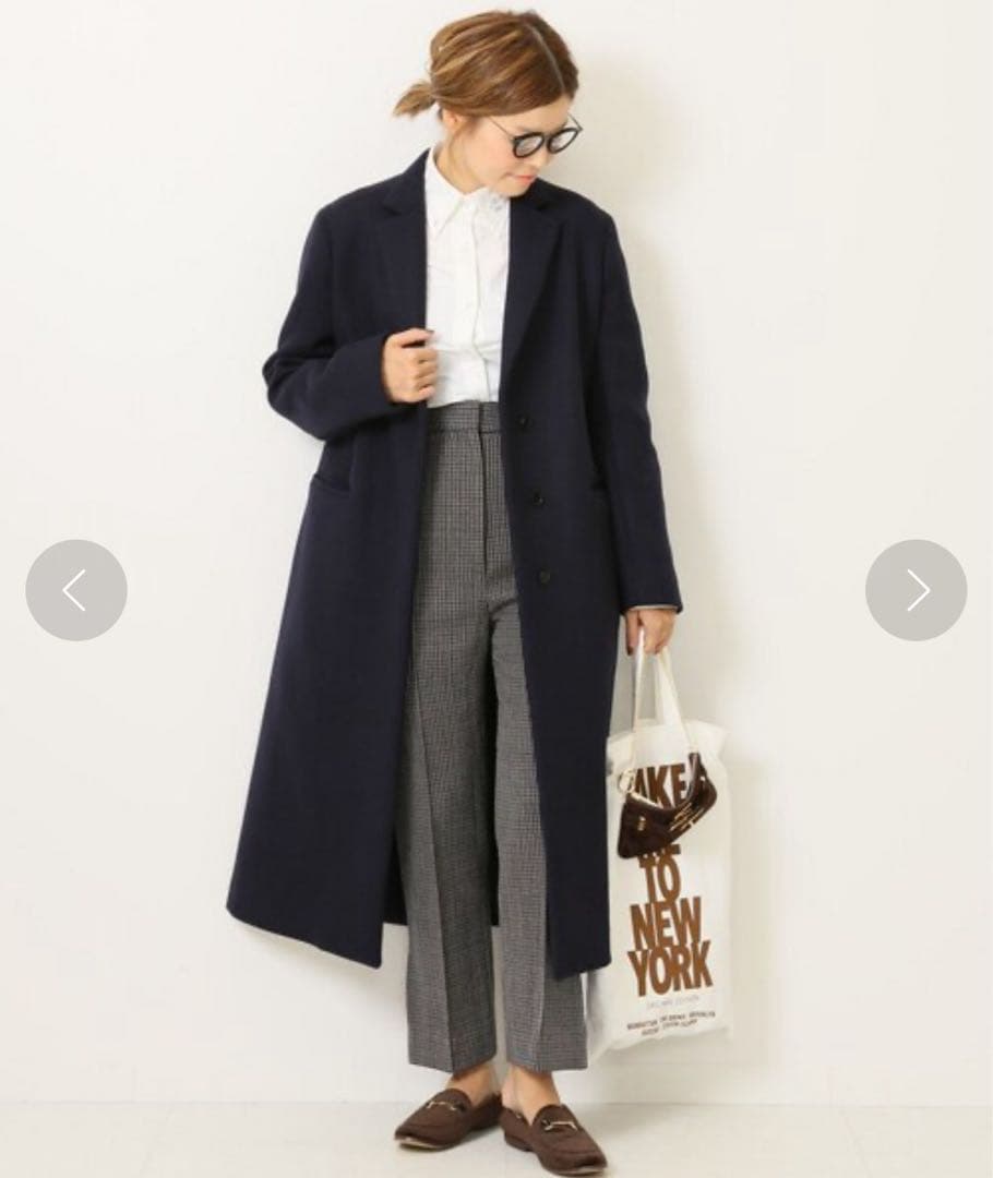 【みたろう】YLEVE ウールロングチェスターコート ネイビー