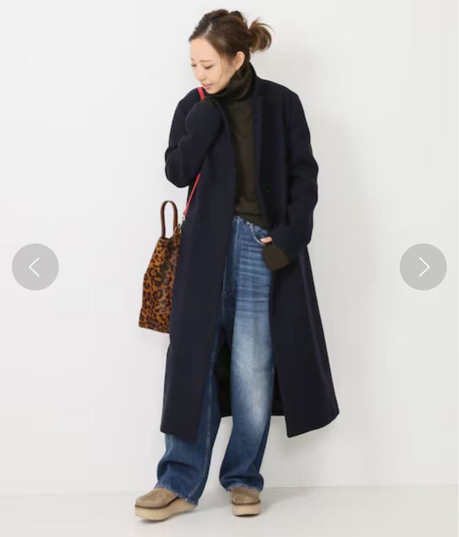 【みたろう】YLEVE ウールロングチェスターコート ネイビー