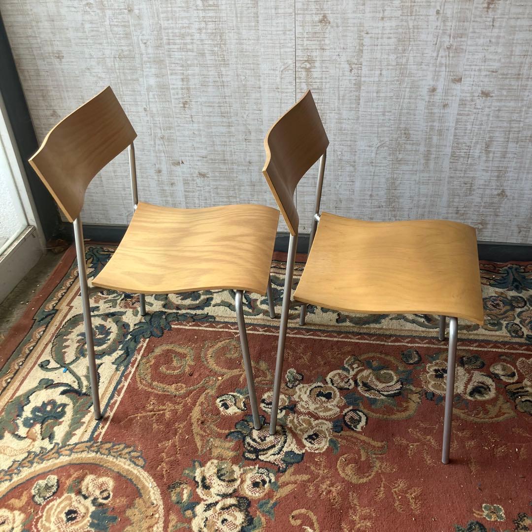 ① 北欧レトロ ラムホルツ キャンパス プライウッドチェア 2脚セット