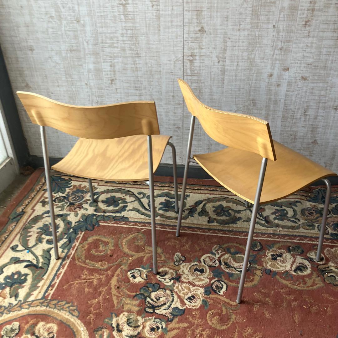 ① 北欧レトロ ラムホルツ キャンパス プライウッドチェア 2脚セット