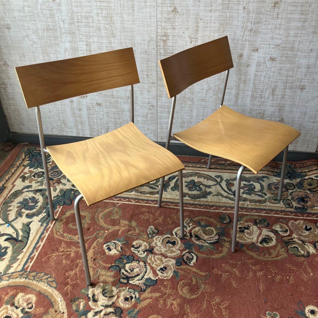 ① 北欧レトロ ラムホルツ キャンパス プライウッドチェア 2脚セット