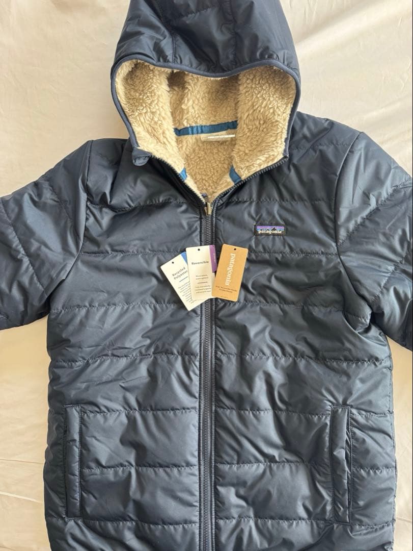 patagonia ネイビー フリースジャケットリバーシブル　フーディ XXL