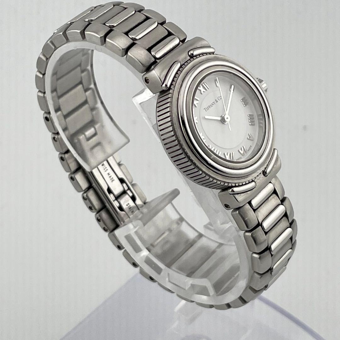 ティファニー　インタリオ　腕時計　ロゴ　ホワイト　ローマン　レディース