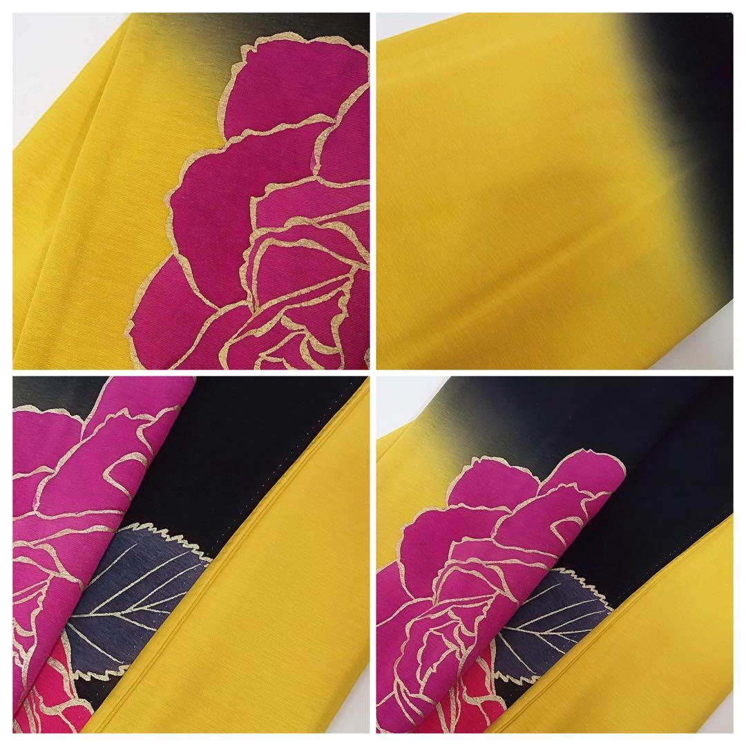 作家物・草野一騎　薔薇咲き誇る振袖×大胆アート構図／イエロー地×華麗モダンな名品