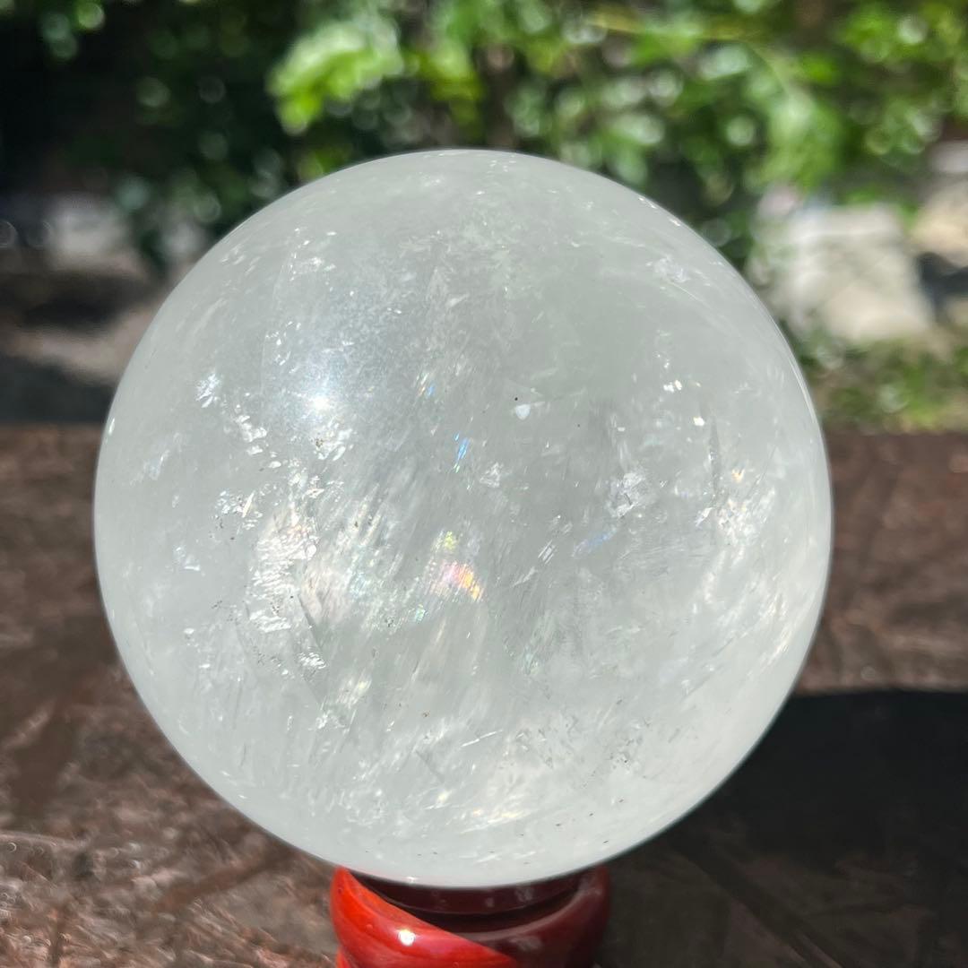 ✳️超美白大宝珠✨美しいレインボー✨極上 ホワイトカルサイト 丸玉 天然石 他1点