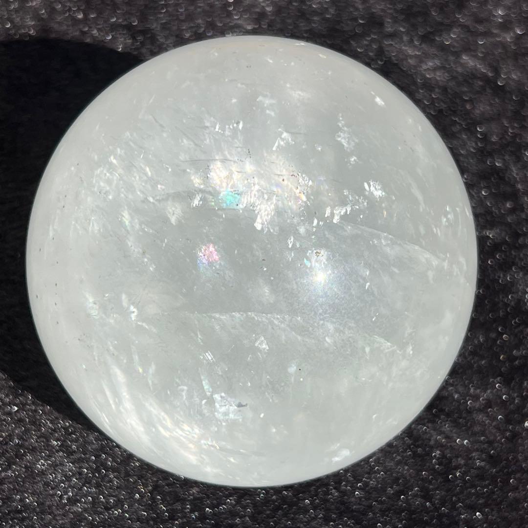 ✳️超美白大宝珠✨美しいレインボー✨極上 ホワイトカルサイト 丸玉 天然石 他1点